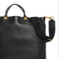 Bolsa tote Valentino Garavani Flat de couro masculina, preta, tamanho regular
