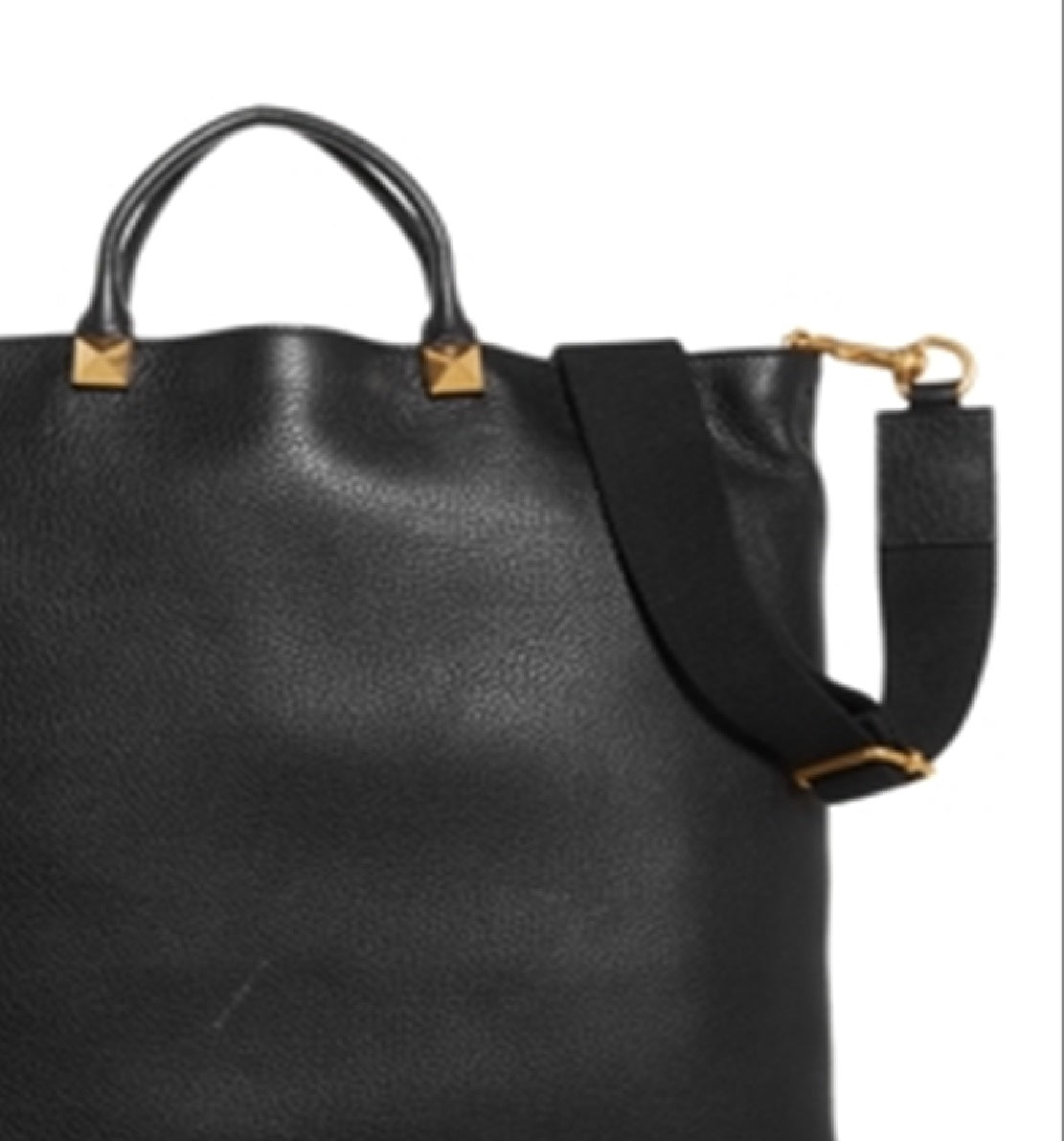 Bolsa tote Valentino Garavani Flat de couro masculina, preta, tamanho regular