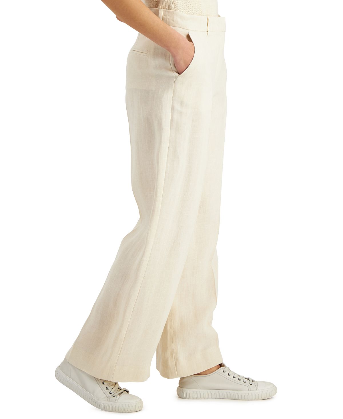 Calça feminina Weekend Max Mara Andreis Linen Wide Leg Marrom Tamanho 14