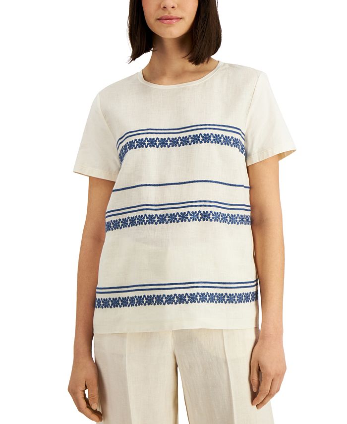 Blusa de malha bordada Weekend Max Mara Parsec feminina, marrom, tamanho grande