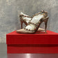 Valentino Garavani Rockstud T-Strap Scarpin Bico Fino Rosa Tamanho 5 Feminino