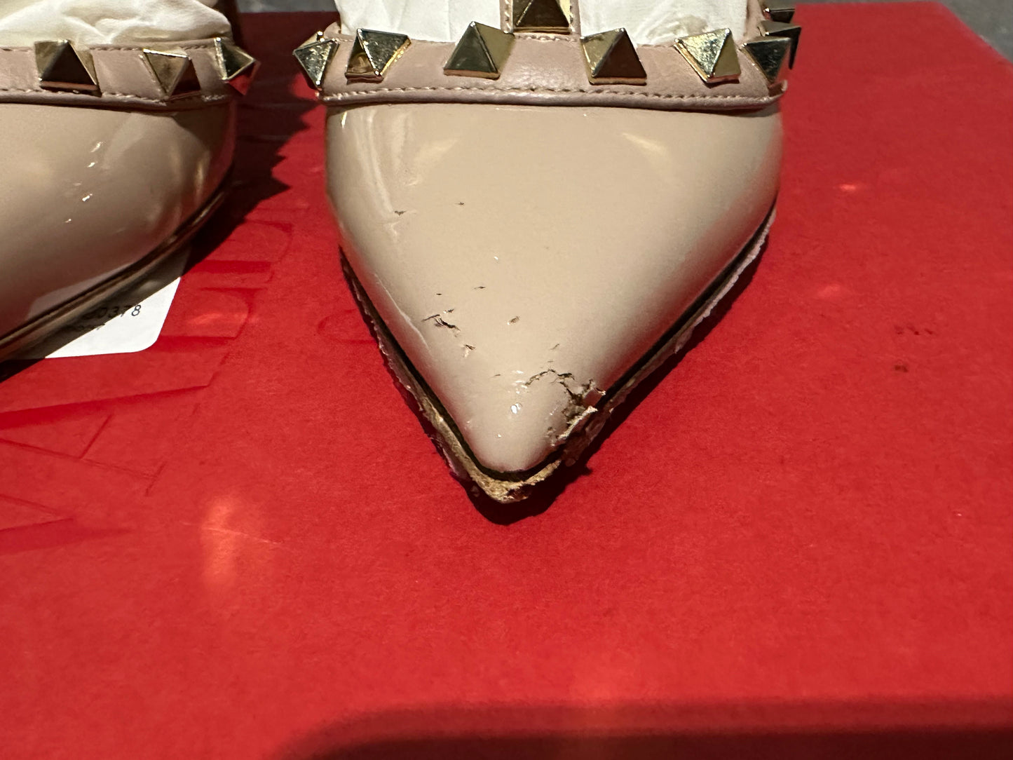 Valentino Garavani Rockstud T-Strap Scarpin Bico Fino Rosa Tamanho 5 Feminino