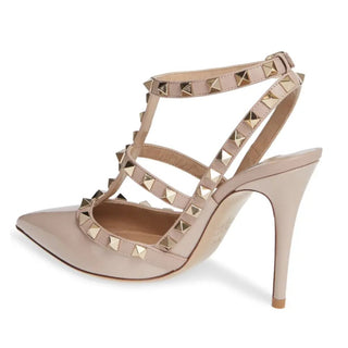 Valentino Garavani Women's Rockstud T Strap Pointed Toe Pump Pink Size 11