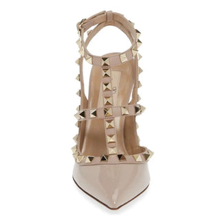 Valentino Garavani Women's Rockstud T Strap Pointed Toe Pump Pink Size 11