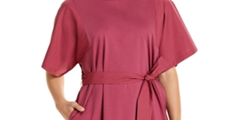 Vestido camiseta com cinto Weekend Max Mara feminino rosa tamanho grande