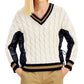 Suéter de couro sintético de tricô Dalida Cable Knit Weekend Max Mara feminino, marrom, tamanho X-G