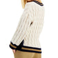 Suéter de couro sintético de tricô Dalida Cable Knit Weekend Max Mara feminino, marrom, tamanho X-G