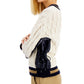 Suéter de couro sintético de tricô Dalida Cable Knit Weekend Max Mara feminino, marrom, tamanho X-G