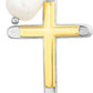Allyanna Gifts - Women's Two Tone Cross With Pearl Necklace