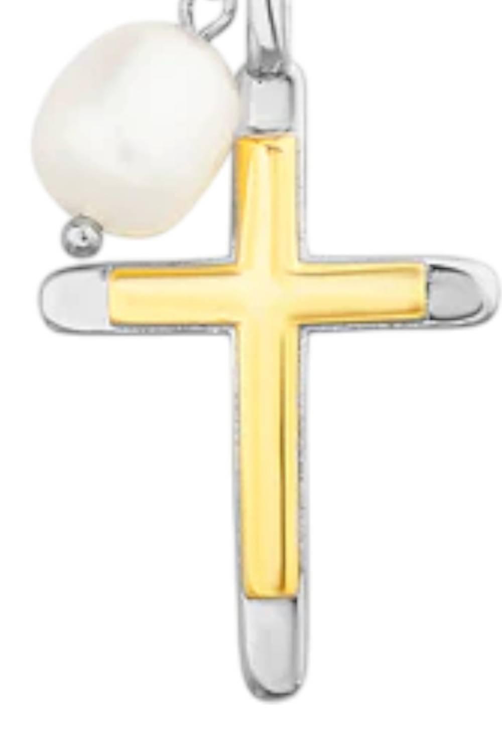 Allyanna Gifts - Women's Two Tone Cross With Pearl Necklace