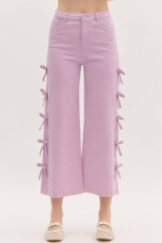 Entro - Cropped Fixed Mini Bows Jeans