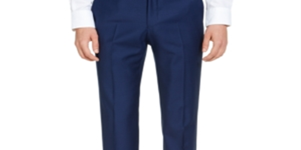Calça de terno masculina AX Armani Exchange Slim-Fit High Blue Pindot Wool, tamanho 30 S