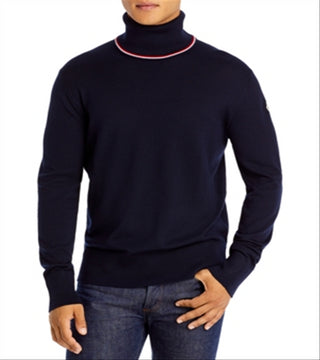 Moncler Suéter Masculino Gola Alta Azul Tamanho Médio
