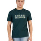 Camiseta masculina de gola redonda e manga curta com logotipo Bar A|X Armani Exchange, verde, tamanho médio