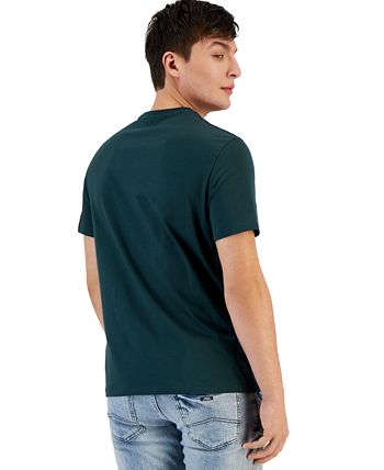 Camiseta masculina de gola redonda e manga curta com logotipo Bar A|X Armani Exchange, verde, tamanho médio