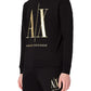 Moletom masculino com gola redonda e logotipo metálico AX Armani Exchange, preto, tamanho XX-G