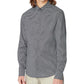 Camisa Masculina A|X Armani Exchange com Estampa Geo Stretch e Botões Preta Tamanho Médio