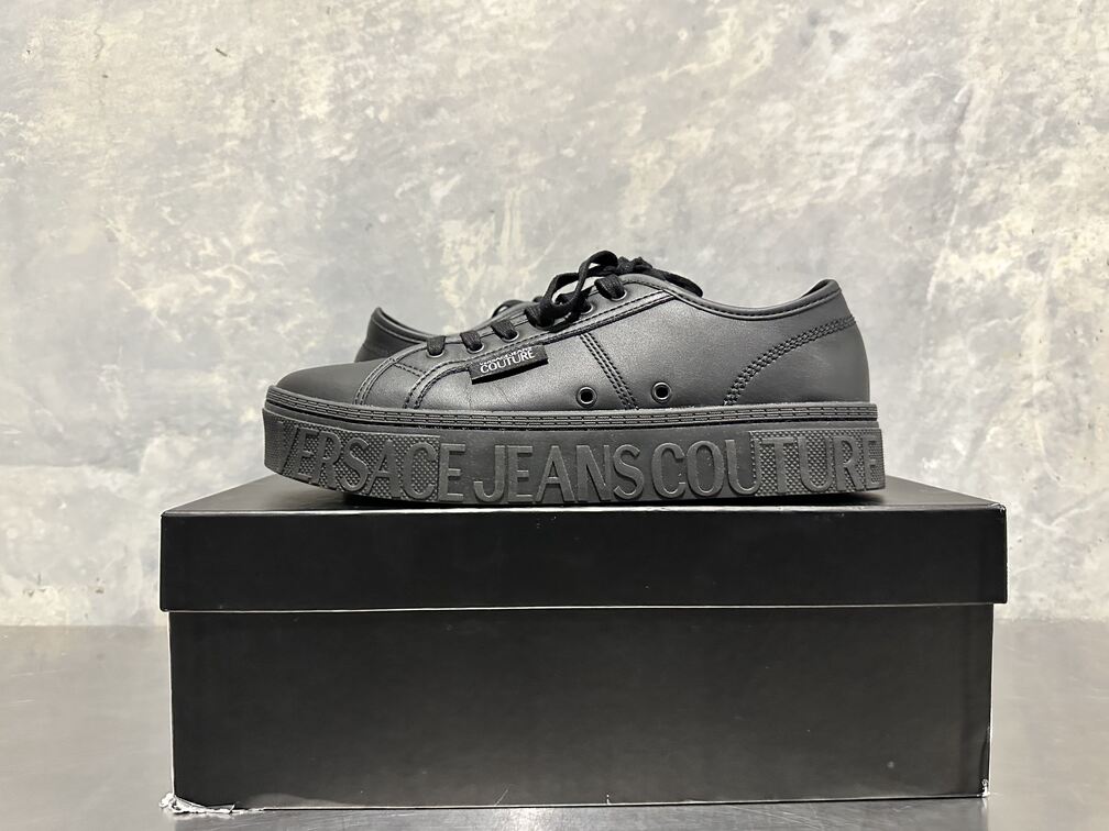 Tênis Versace Jeans Couture Vitello + Scritta Masculino Preto Tamanho 12