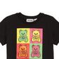 Camiseta infantil Moschino multicolorida com estampa de urso preta, tamanho 12 anos