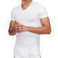 Pacote com duas camisetas masculinas AX Armani Exchange de algodão elástico com decote em V, tamanho P, brancas