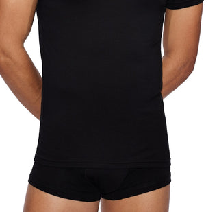 A|X Armani Exchange Camiseta Masculina de Algodão Elástico com Gola V e Manga Longa, Pacote com Duas Peças, Preta, Tamanho Grande