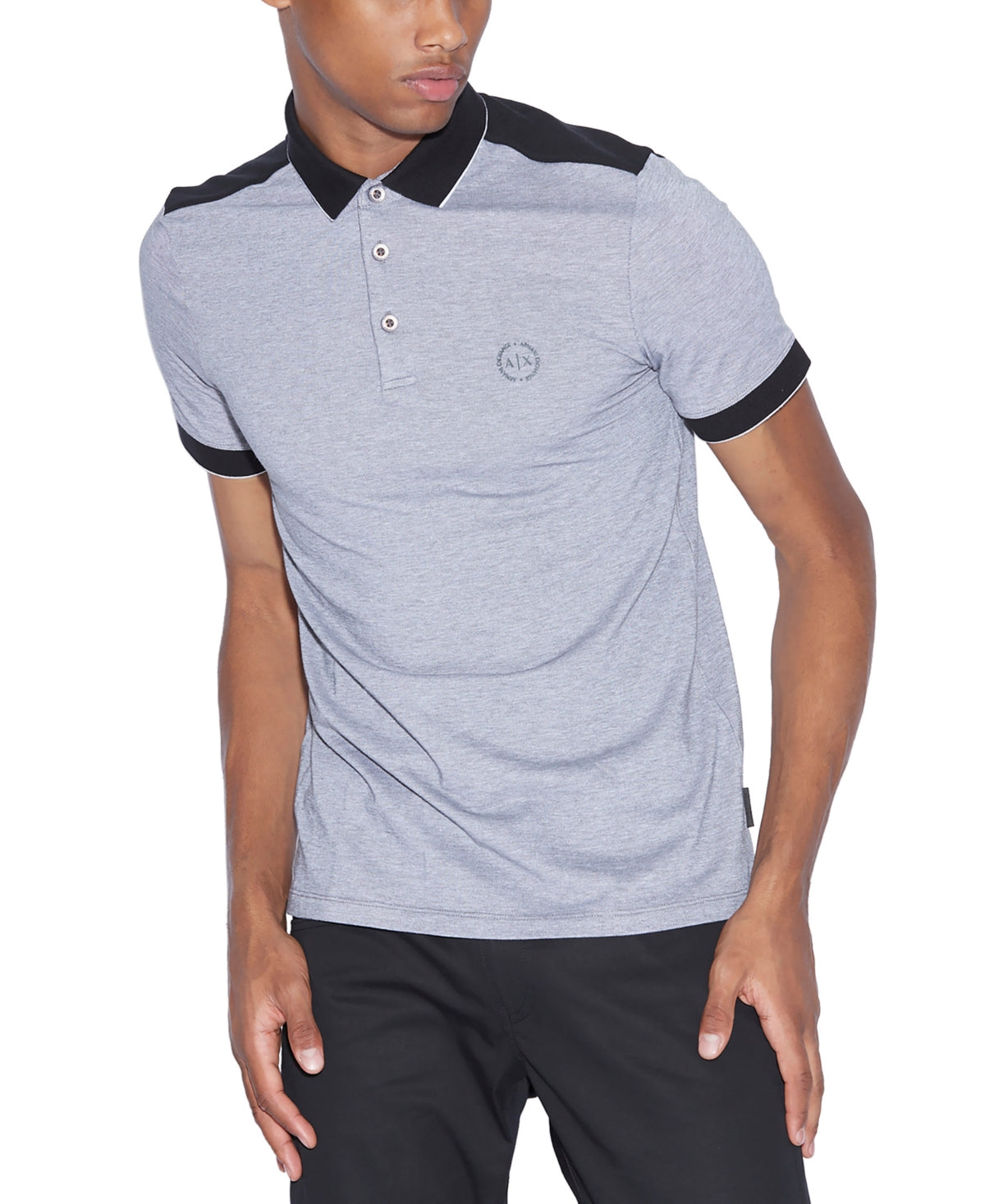 A|X Armani Exchange Polo Piqué Masculino Mesclado Preto Tamanho X-G