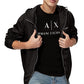 Camiseta masculina com estampa gráfica e logotipo A|X Armani Exchange, preta, tamanho extragrande