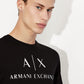 Camiseta masculina com estampa gráfica e logotipo A|X Armani Exchange, preta, tamanho extragrande