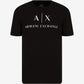 Camiseta masculina com estampa gráfica e logotipo A|X Armani Exchange, preta, tamanho extragrande