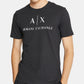 Camiseta masculina com estampa gráfica e logotipo A|X Armani Exchange, preta, tamanho extragrande