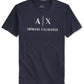 Camiseta masculina com estampa gráfica e logotipo A|X Armani Exchange, azul, tamanho grande