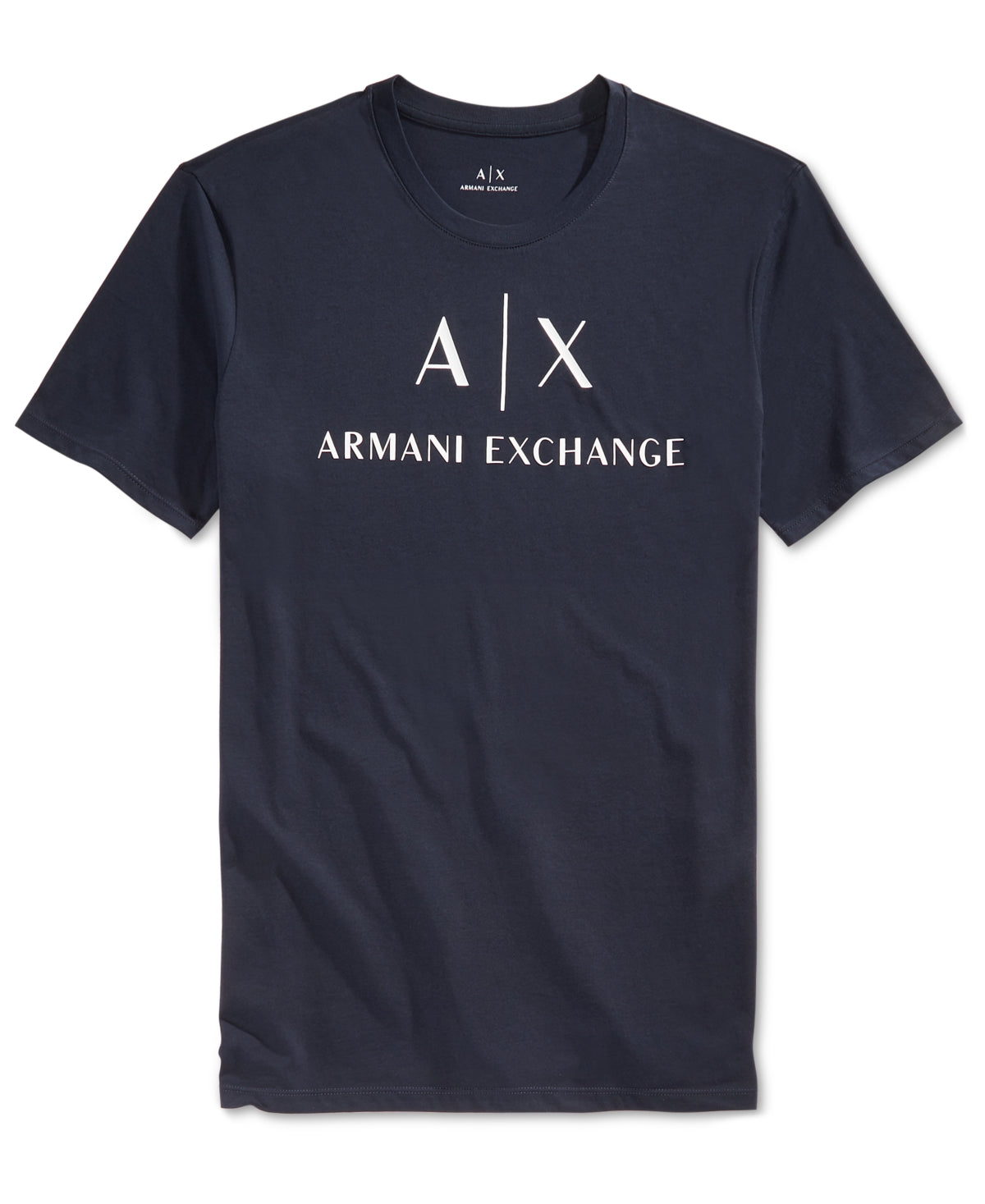 Camiseta masculina com estampa gráfica e logotipo A|X Armani Exchange, azul, tamanho grande