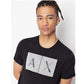 Camiseta Masculina AX Armani Exchange Foundation Triangulation Preta Tamanho Grande