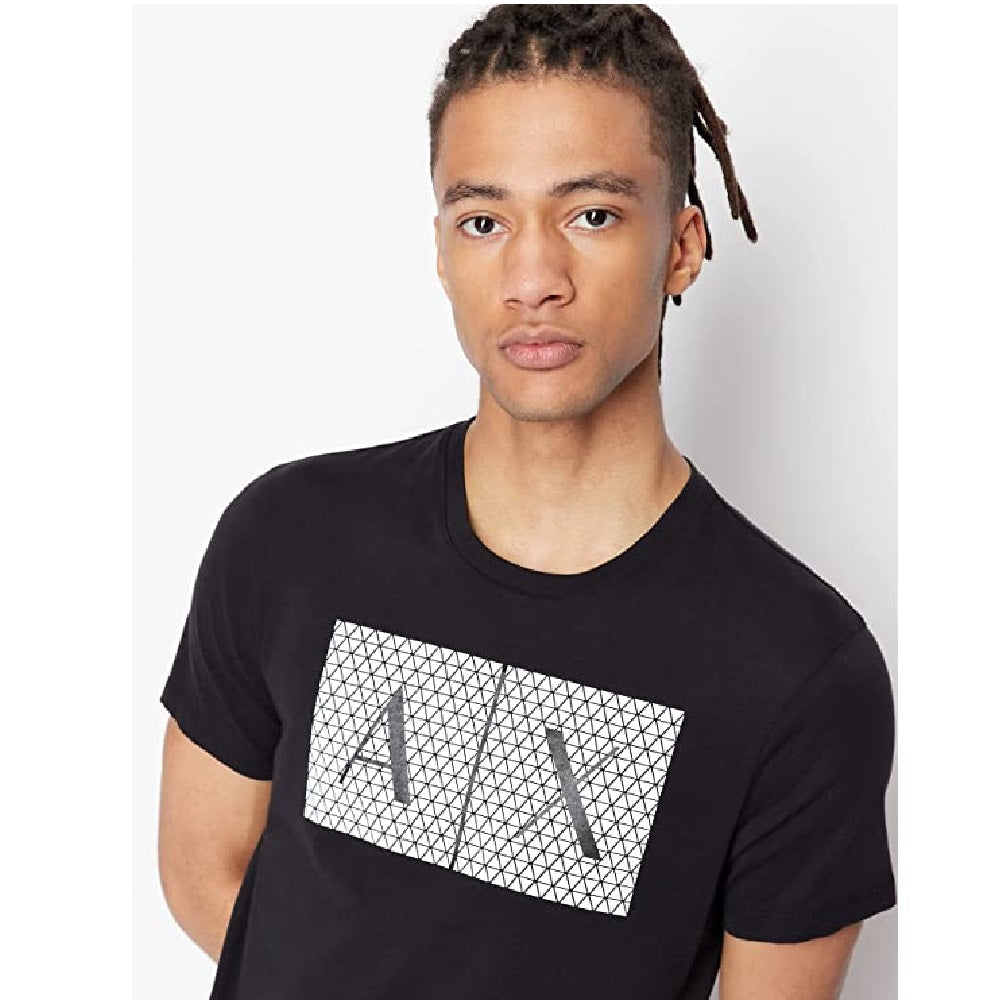 Camiseta Masculina AX Armani Exchange Foundation Triangulation Preta Tamanho Grande