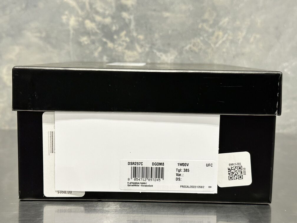 Chinelo Versace com estampa de cabeça de Medusa para mulheres, branco, tamanho 8,5