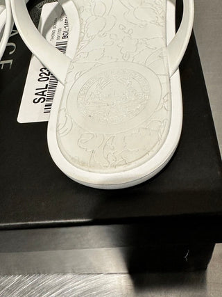 Versace Women's Medusa Head Motif Flip-Flops White Size 8.5