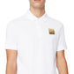 Camisa polo masculina com logotipo metálico A|X Armani Exchange, branca, tamanho médio