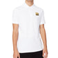 Camisa polo masculina com logotipo metálico A|X Armani Exchange, branca, tamanho médio