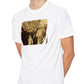 Camiseta masculina A|X Armani Exchange com logotipo metálico em relevo, branca, tamanho médio