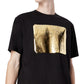 Camiseta masculina A|X Armani Exchange com logotipo metálico em relevo, preta, tamanho grande