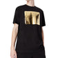 Camiseta masculina A|X Armani Exchange com logotipo metálico em relevo, preta, tamanho grande