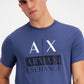Camiseta masculina A|X Armani Exchange com estampa gráfica Double Ax, azul, tamanho médio