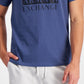 Camiseta masculina A|X Armani Exchange com estampa gráfica Double Ax, azul, tamanho médio