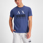 Camiseta masculina A|X Armani Exchange com estampa gráfica Double Ax, azul, tamanho médio