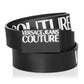 Cinto de couro com fivela de logotipo Versace Jeans Couture feminino, preto, tamanho M