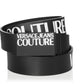 Cinto de couro com fivela de logotipo Versace Jeans Couture feminino, preto, tamanho regular