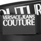 Cinto de couro com fivela de logotipo Versace Jeans Couture feminino, preto, tamanho regular