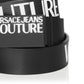 Cinto de couro com fivela de logotipo Versace Jeans Couture feminino, preto, tamanho regular