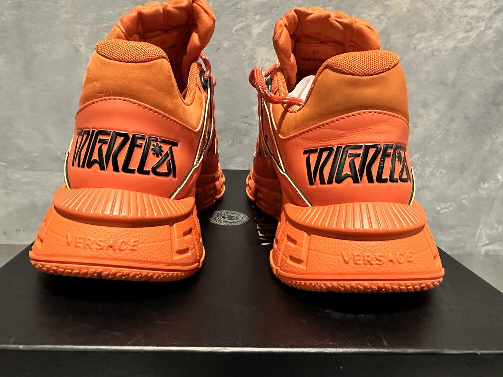 Tênis Versace Trigreca Masculino com Cadarço Laranja Tamanho 8