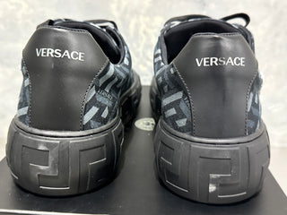Versace Men's La Greca Lace Up Sneakers Black/Grey Size 14